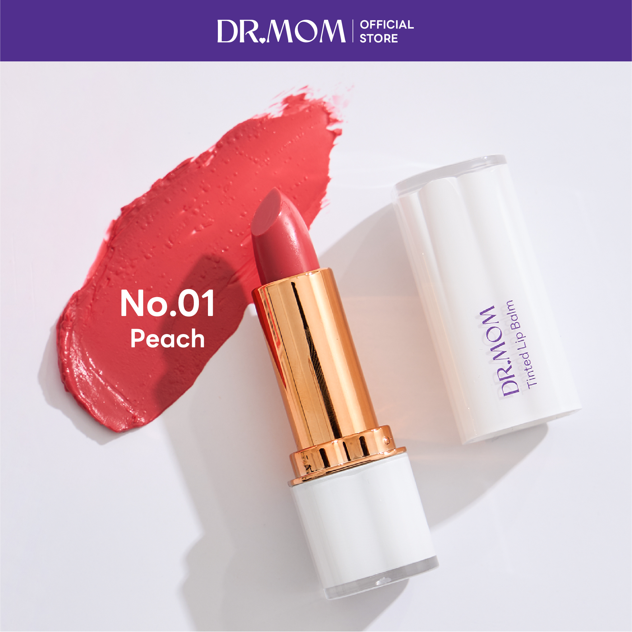 ลิปทินต์บาล์มดอกเตอร์มัม | Dr.Mom Tinted Lip Balm 3.6 g. – PEACH