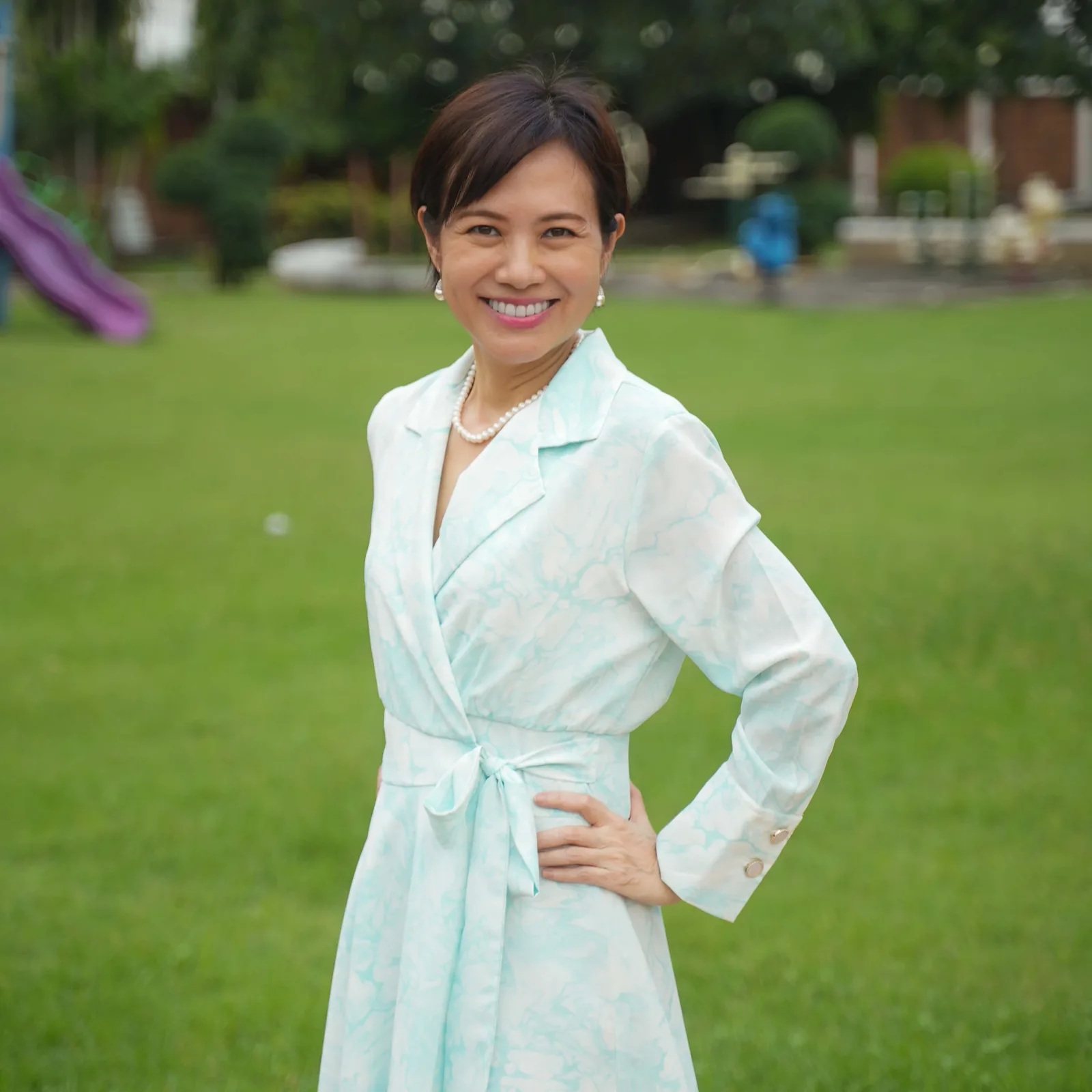 Bow Dress-Green Ocean